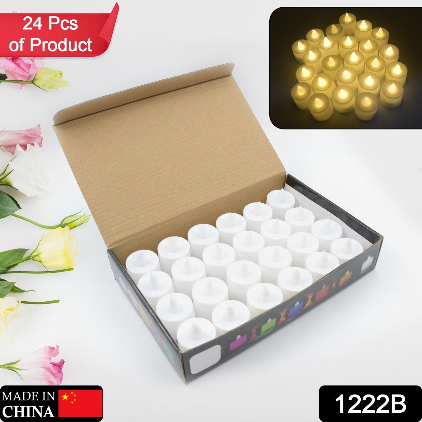 Festival Decorative - Led Tealight Candles | Battery Operated Candle Ideal For Party, Wedding, Birthday, Gifts (24Pc) ( Diya , Divo , Diva , Deepak , Jyoti ,