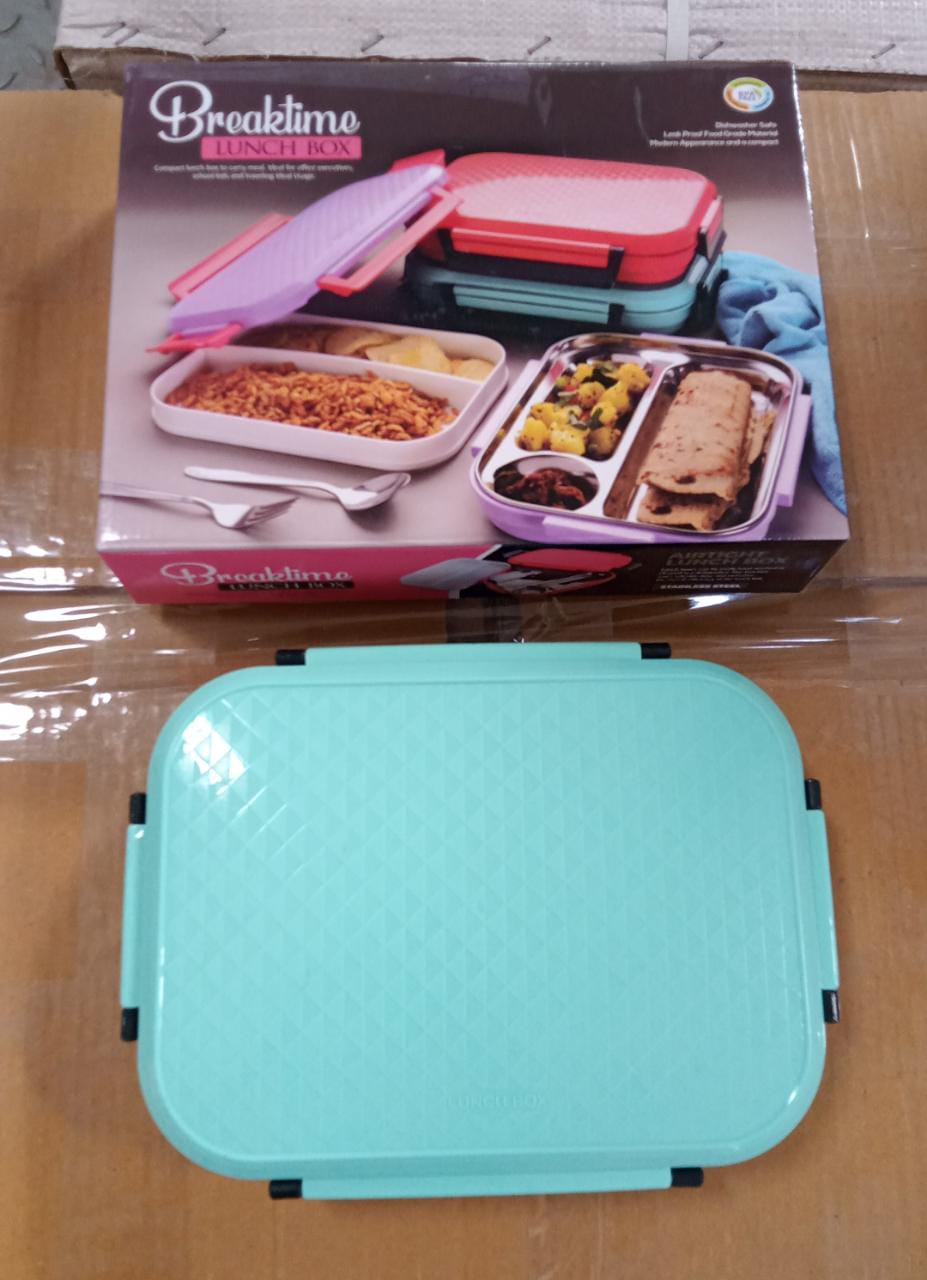 Break Time Lunch Box Steel Plate Multi Compartment Lunch Box Carry To All Type lunch In Lunch Box & Premium Quality Lunch Box ideal For Office, School Kids & Travelling Ideal