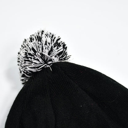 6341 Men's and Women's Skull Slouchy Winter Woolen Knitted Black Inside Fur Beanie Cap.