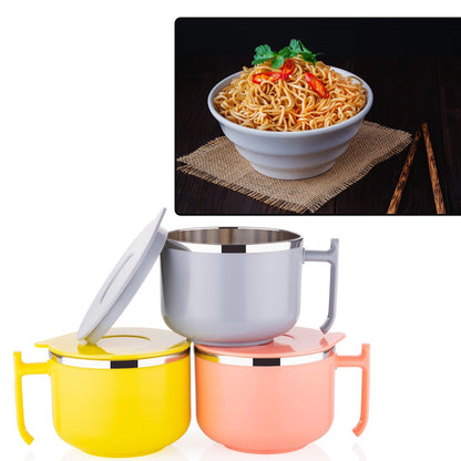 2933 Maggie Bowl with Lid and Handle, Soup Bowls for Easy Perfect Breakfast Cereals, Fruits, Ramen, Beverages, Essentials, Dishwasher Safe Double Layer