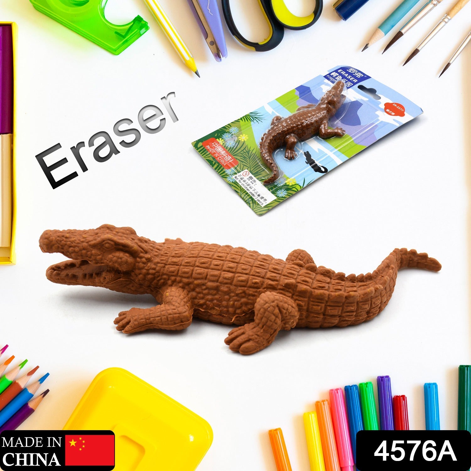 Crocodile Shaped Erasers Animal Erasers For Kids, Crocodile Erasers 3D Eraser, Mini Eraser Toys, Desk Pets For Students Classroom Prizes Class Rewards Party Favors