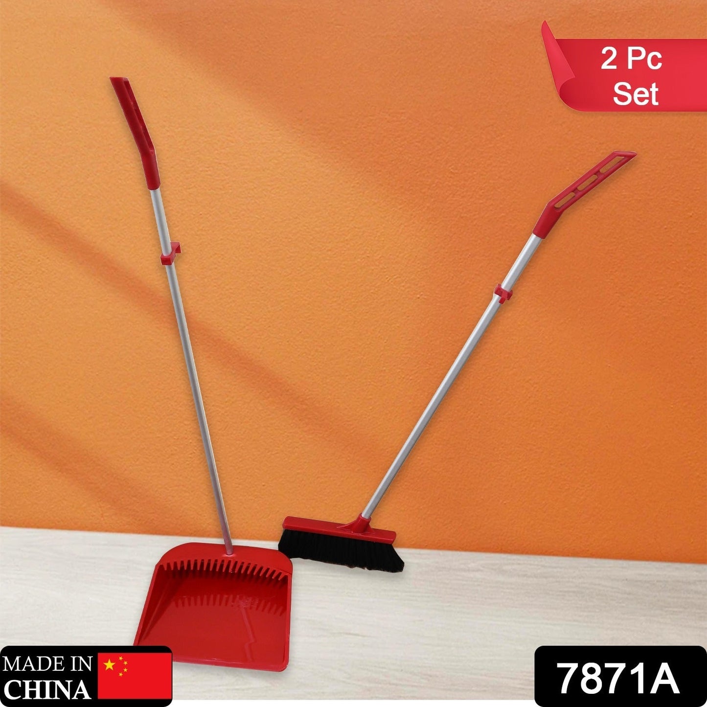 Broom and Dustpan Cleaning Set Long Handled Dustpan and Brush Handle Dust Pan Broom Sweeper Long Handle Broom and Dustpan Set for Kitchen, Home, Lobby Schools, Hospital etc.