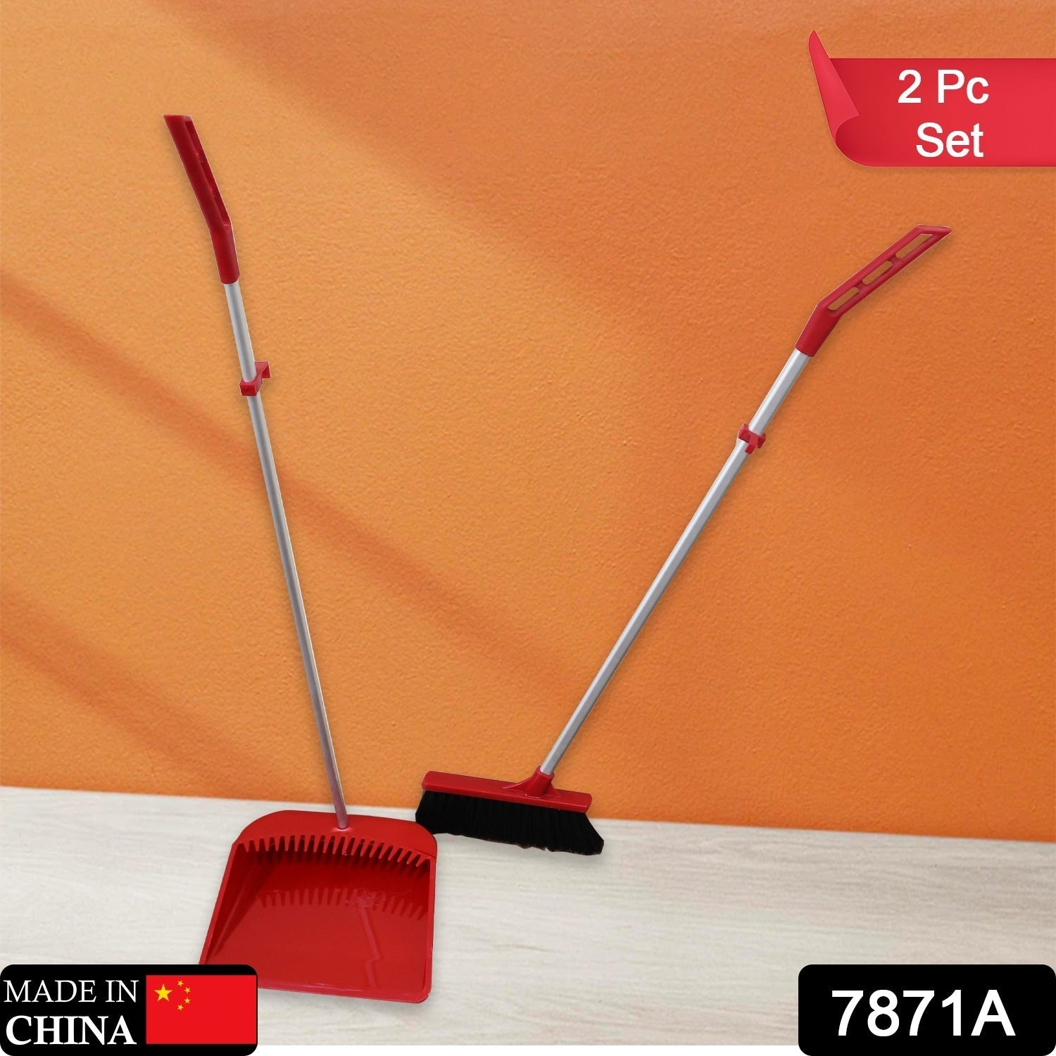 Broom and Dustpan Cleaning Set Long Handled Dustpan and Brush Handle Dust Pan Broom Sweeper Long Handle Broom and Dustpan Set for Kitchen, Home, Lobby Schools, Hospital etc.