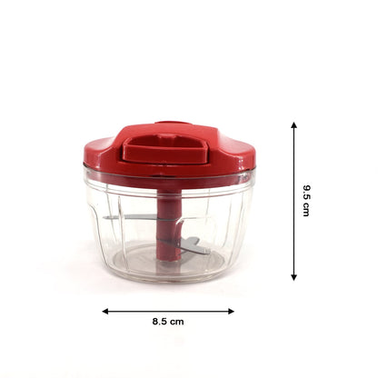 Manual Red mini plastic food chopper with extra sharp blades (375 Ml)