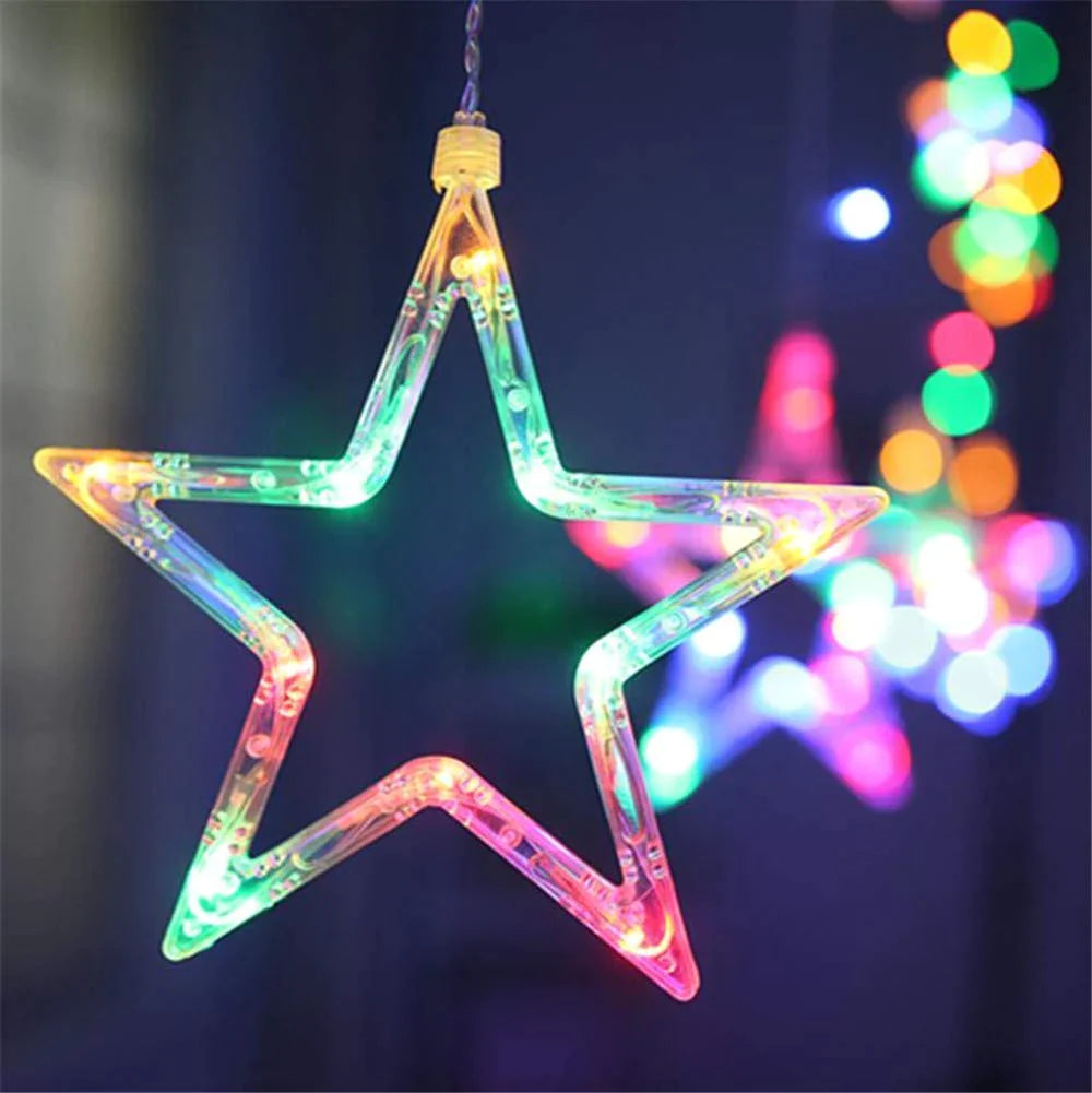 12 Stars LED Curtain String Lights with 8 Flashing Modes for Home Decoration, Diwali & Wedding LED Christmas Light Indoor and Outdoor Light, Festival Decoration (Multicolor)