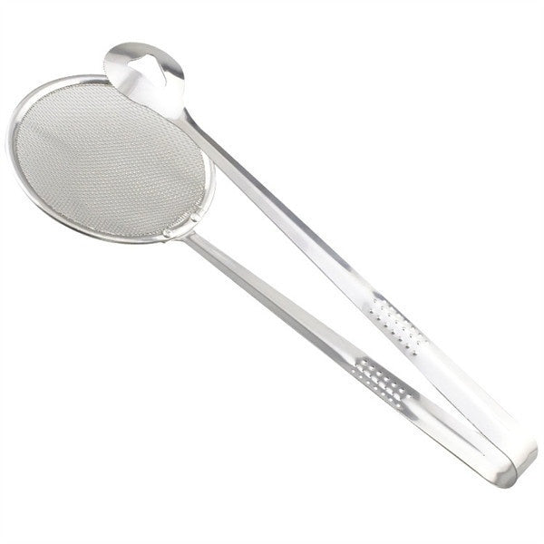 2In1 Stainless Steel Filter Spoon with Clip Food Kitchen Oil-Frying Multi-Functional