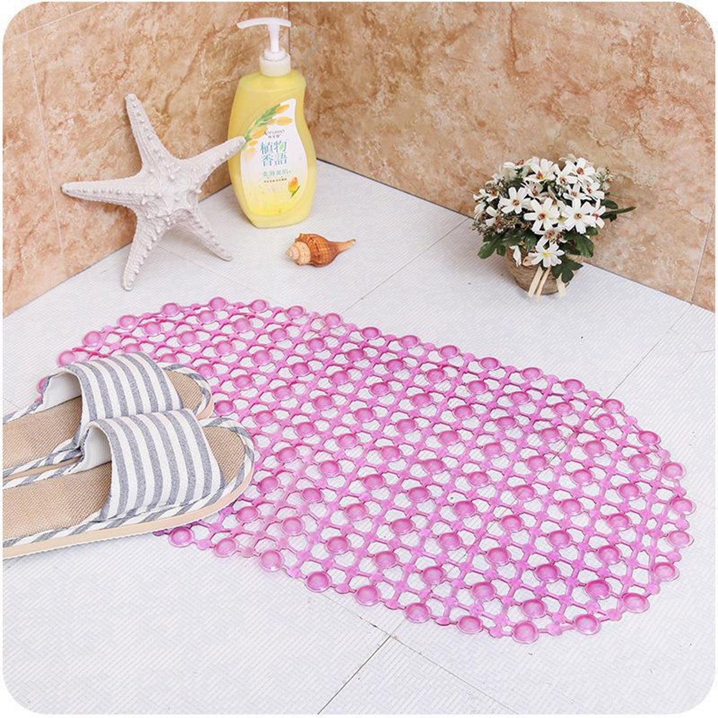 4933 Nonslip Soft Rubber Bath Mat for Bathtub and Shower, Anti Slip Bacterial Anti Bacterial Machine Washable PVC Bath Mat