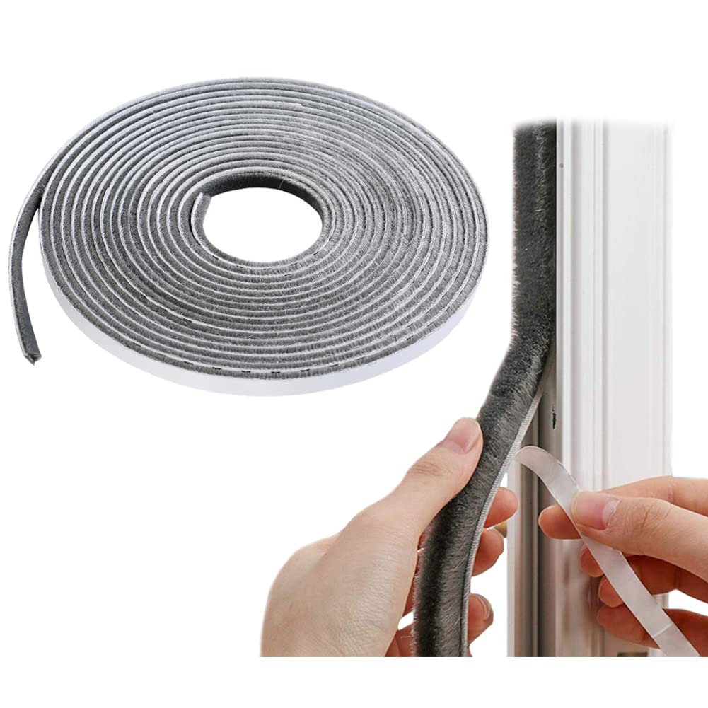 5 Meter Weather Stripping Windows Seal Brush Weather Stripping Self Adhesive Seal Strip Weather Strip for Windows and Doors Dustproof Soundproof Windproof for Windows Bottom and Frame