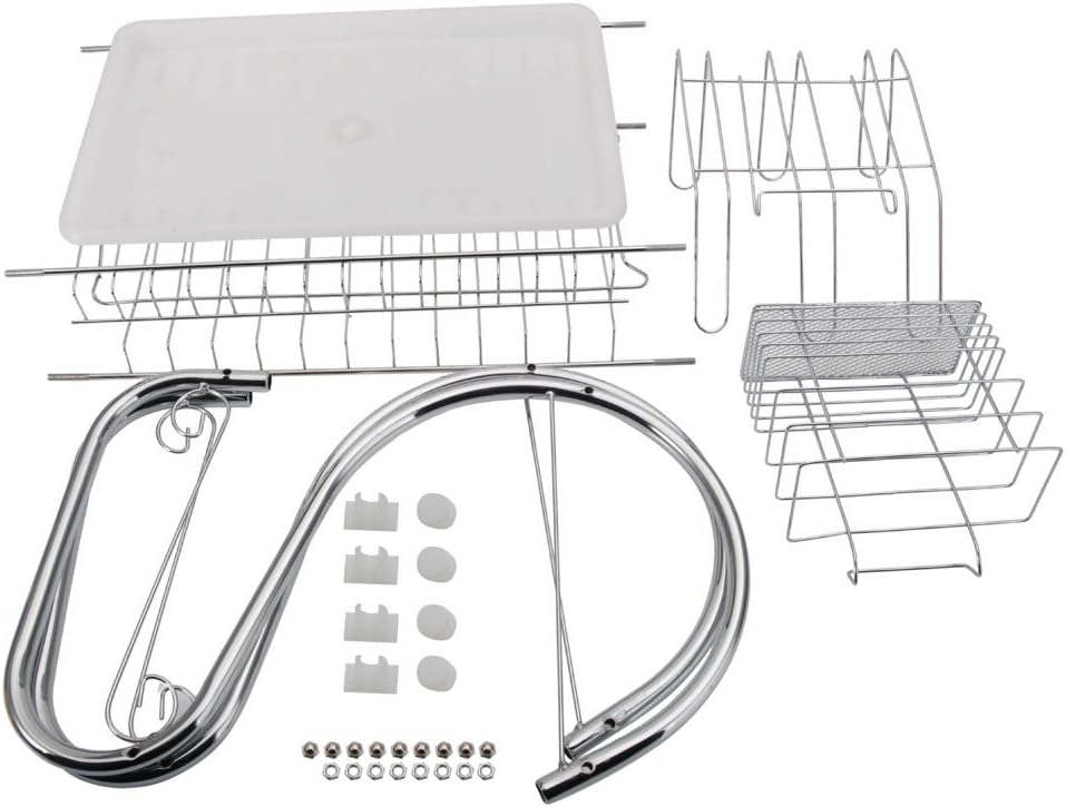 Stainless Steel Rectangle Dish Drainer Rack / Basket With Drip Tray