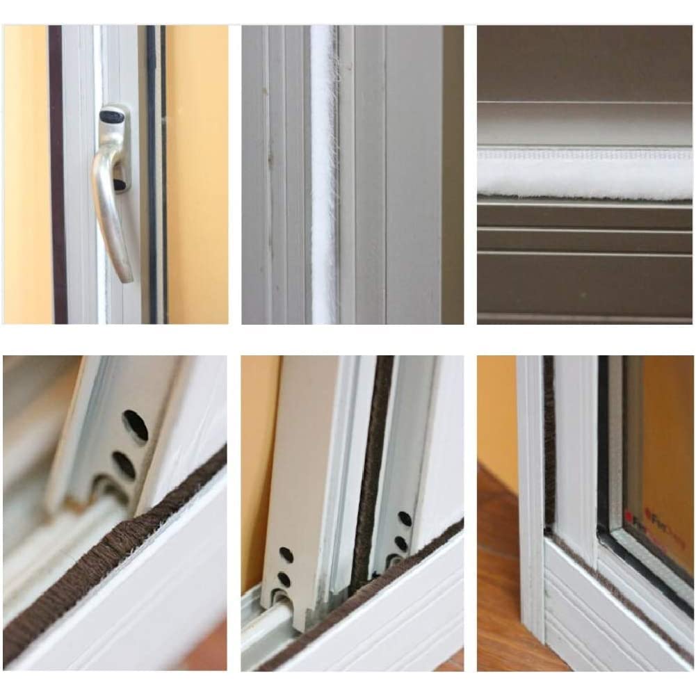 5 Meter Weather Stripping Windows Seal Brush Weather Stripping Self Adhesive Seal Strip Weather Strip for Windows and Doors Dustproof Soundproof Windproof for Windows Bottom and Frame