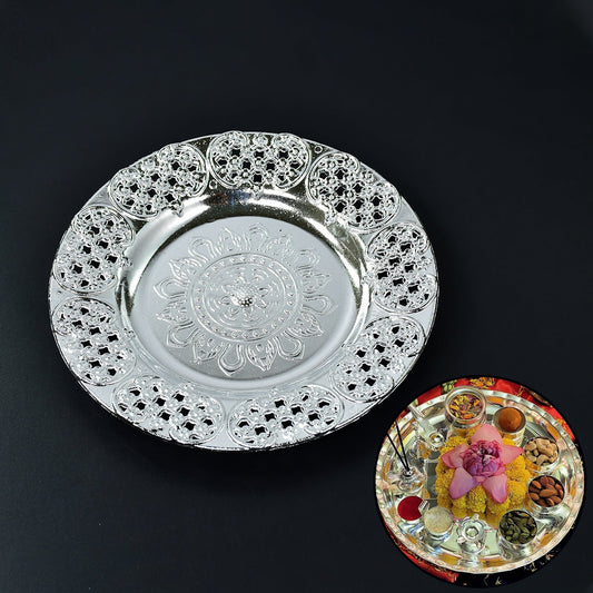 Silver-Plated-Swastik-Pooja-Thali-Set-Glossy-Puja-Thali