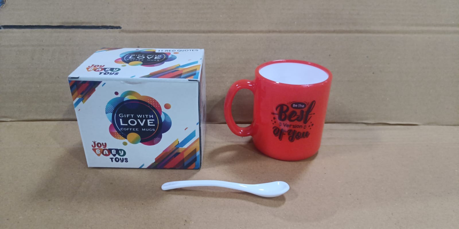 Coffee Mug With Spoon and box packing, Design Coffee Mug Used for Drinking and Taking Coffees and Some Other Beverages in All Kinds of Places