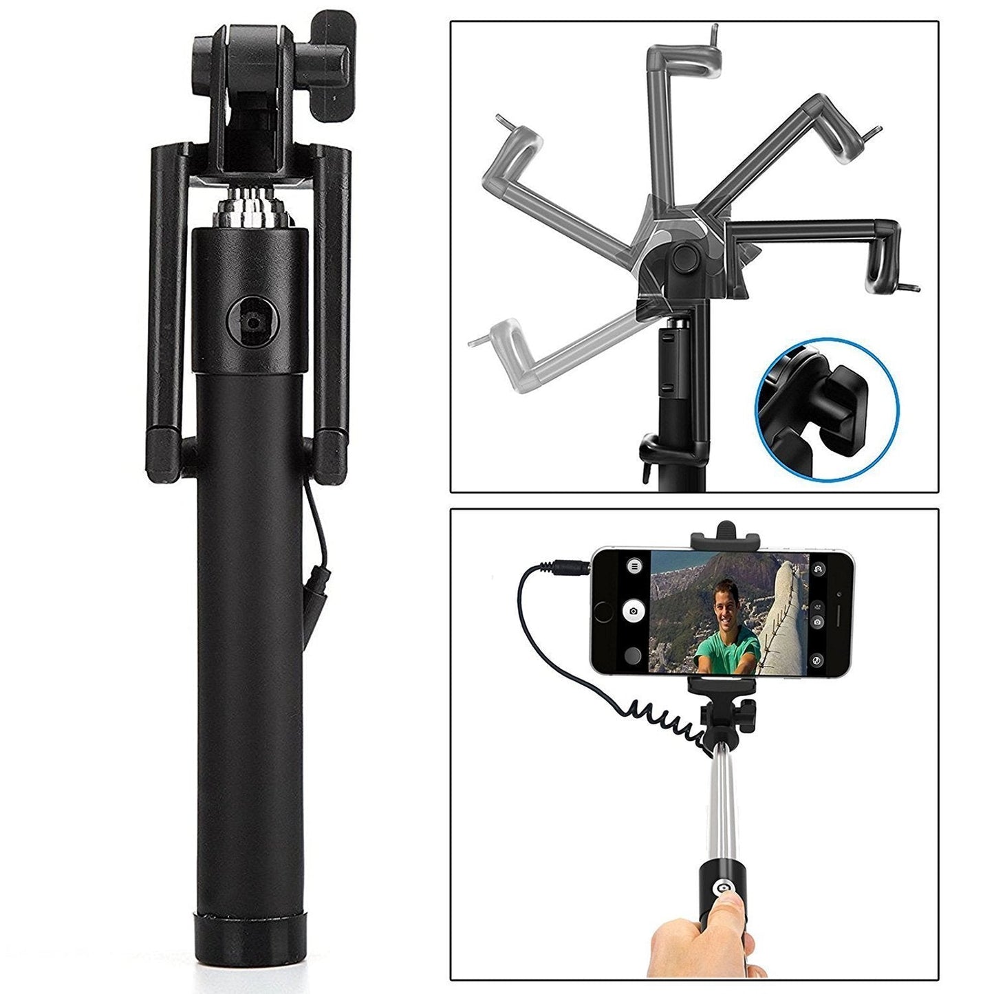 Selfie Sticks Box with Aux Wire for All Smart Phones
