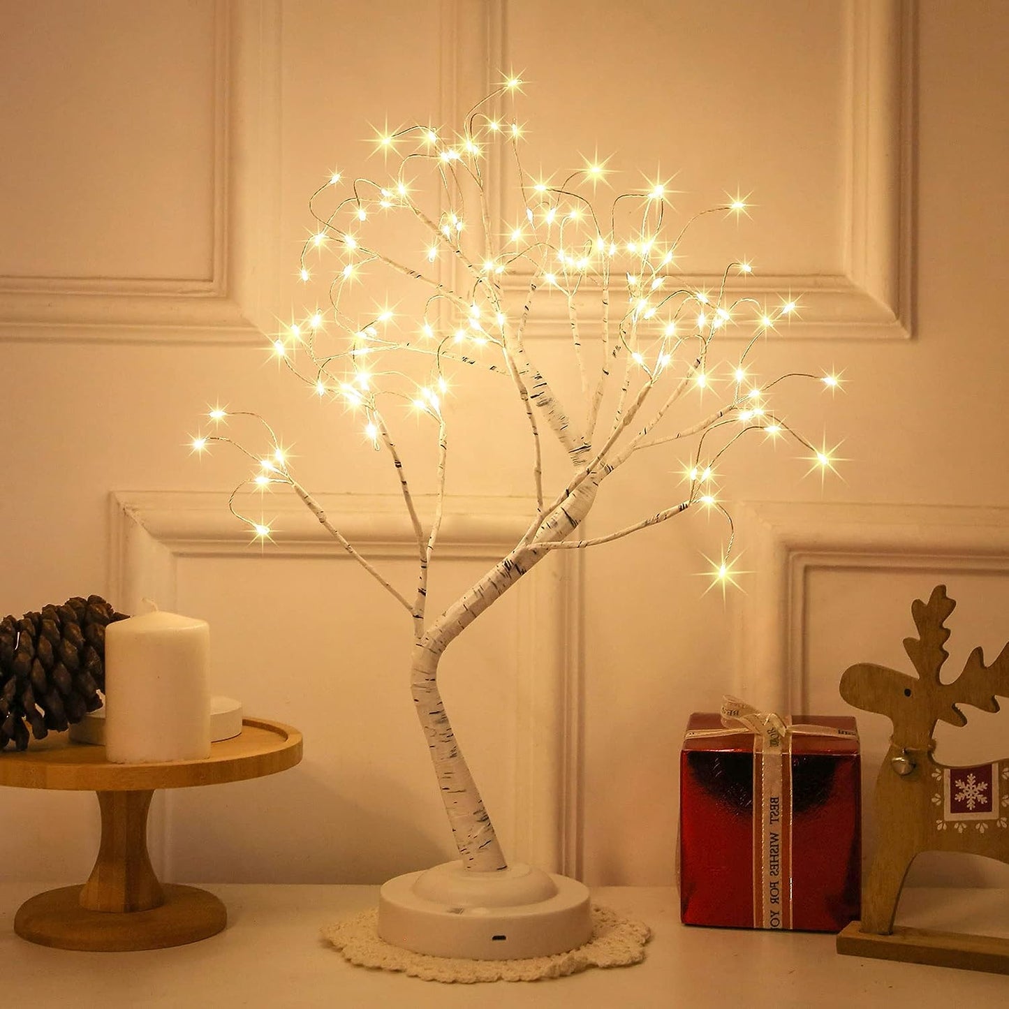 LED Birch Tree Lights Artificial Tabletop Fairy Tree Lamp Eight Lighting Modes USB or Battery Operated with Timer Decor for Bedroom Living Room Wedding Christmas Easter