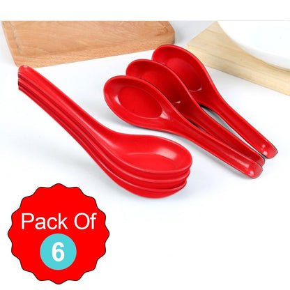 Microwave Safe, Unbreakable, Colorful Soup/Dessert Spoons, Food Grade Set of 6 Pcs,