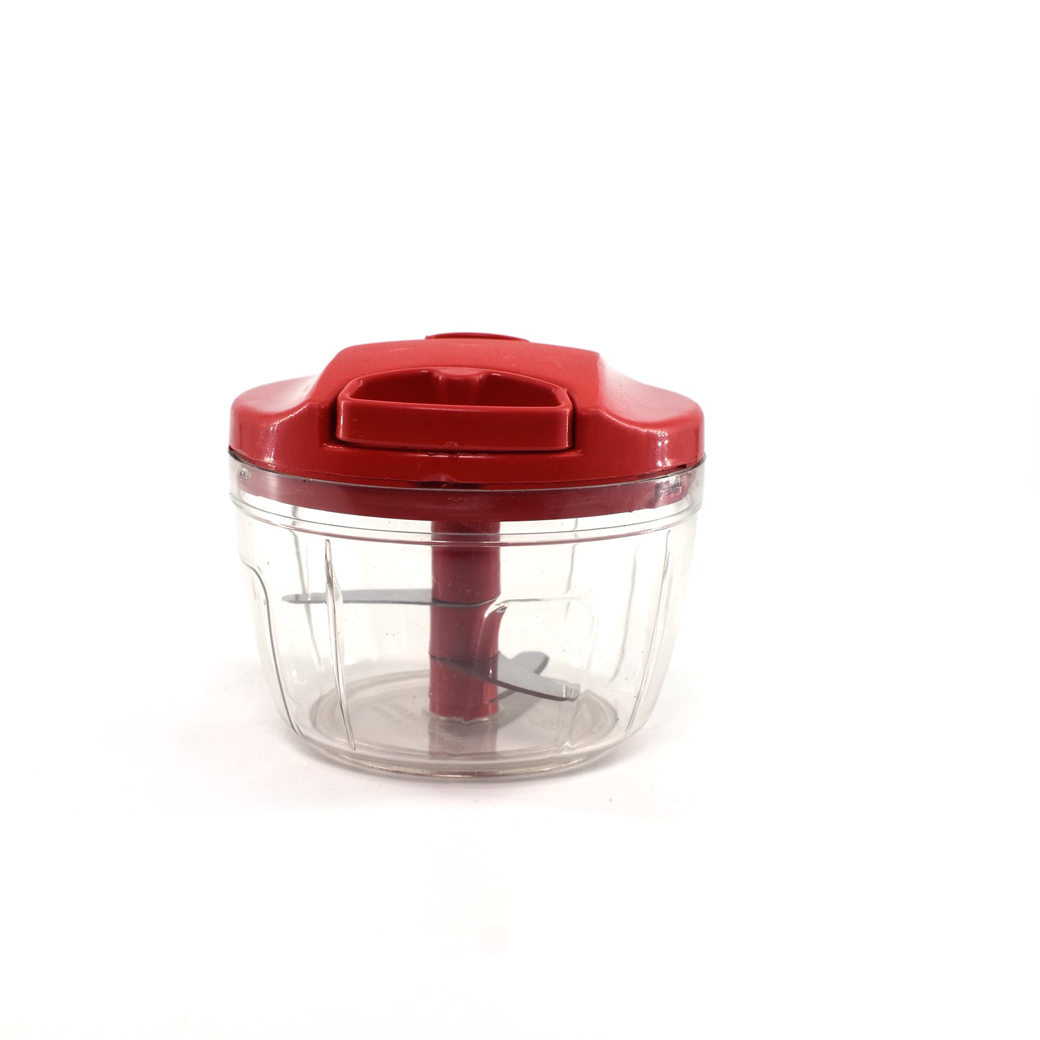 Manual Red mini plastic food chopper with extra sharp blades (375 Ml)