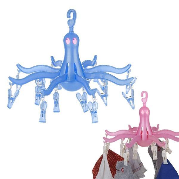 Small Octopus Folding Hanging Dryer Round Folding with 16 Pegs (Multicolor) 