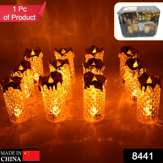 Gold Flameless Candles Led Light Flameless And Smokeless Decorative, Candles Led Tea Light Candle Perfect For Gifting, Home, Diwali,Wedding, Christmas, Crystal Candle Lights, Table Decorations (12 Pc Moq)