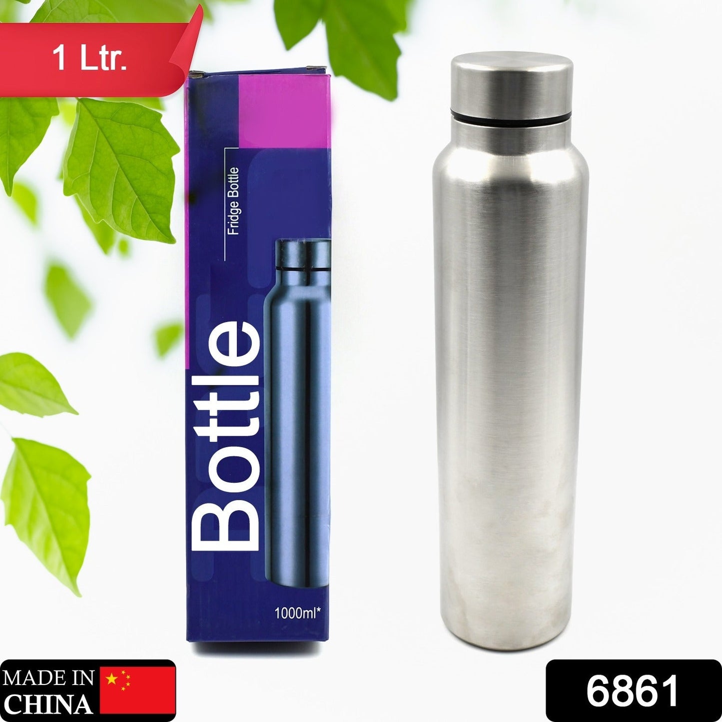 Stainless Steel Water Bottle, Fridge Water Bottle, Stainless Steel Water Bottle Leak Proof, Rust Proof, Hot & Cold Drinks, Gym Sipper BPA Free Food Grade Quality Silver Color, Steel fridge Bottle For office/Gym/School 1000ml