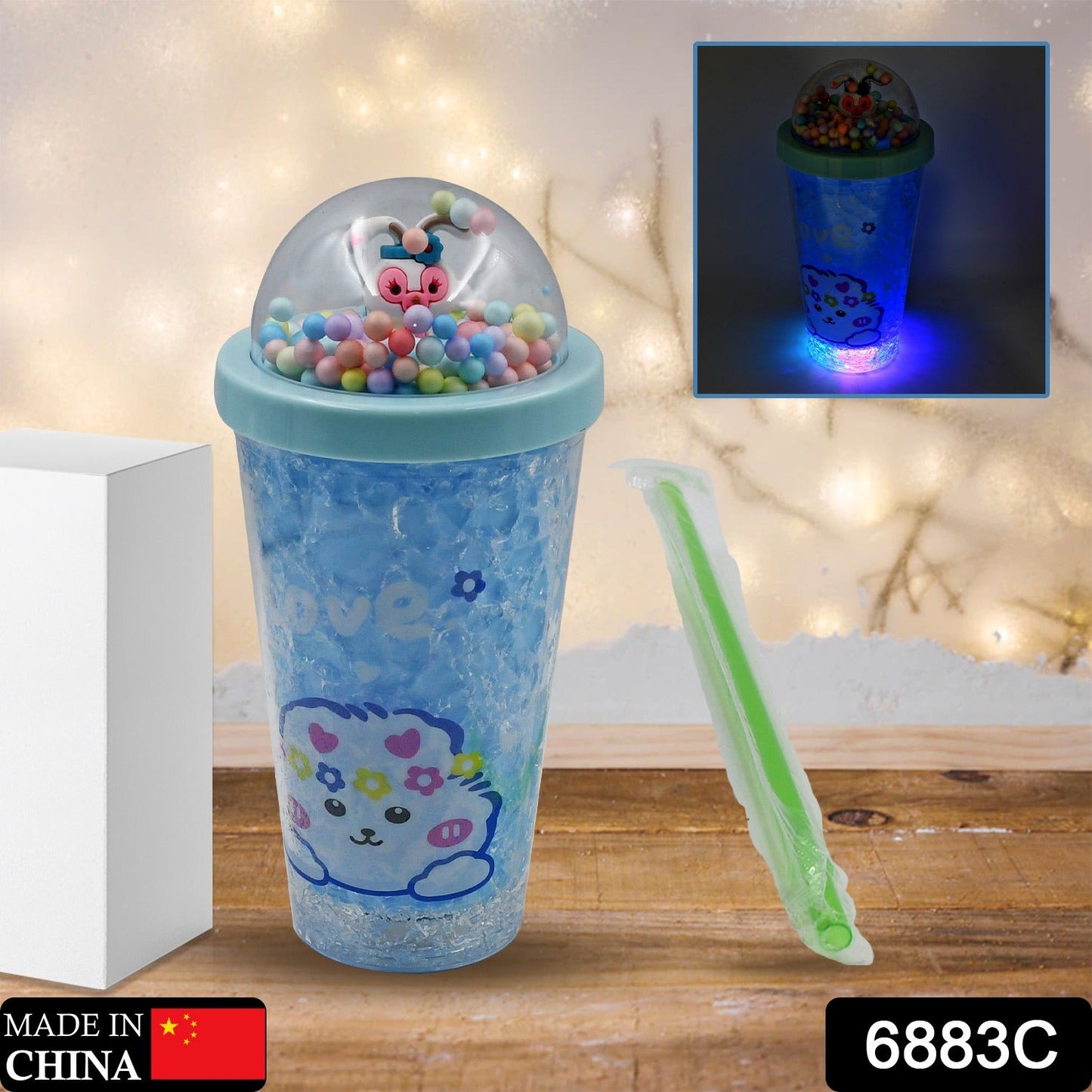 LED Light Unicorn Sipper Water Bottle Mason Jar Tumbler with Straw for Kids Glitter Sipper with Toy Drinking Cups for Boys and Girls School/Tuition/Gym/ Picnic, Kids and Adults, Birthday Return Gifts