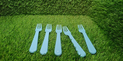 Reusable Premium Heavy Weight Plastic Forks, Party Supplies, One Size, plastic 5pc Serving Fork Set for kitchen, Travel, Home (5pc)