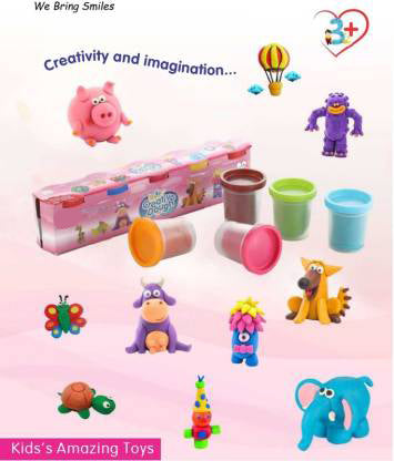 Non-Toxic Creative 50 Dough Clay 5 Different Colors (Pack of 5 Pcs)