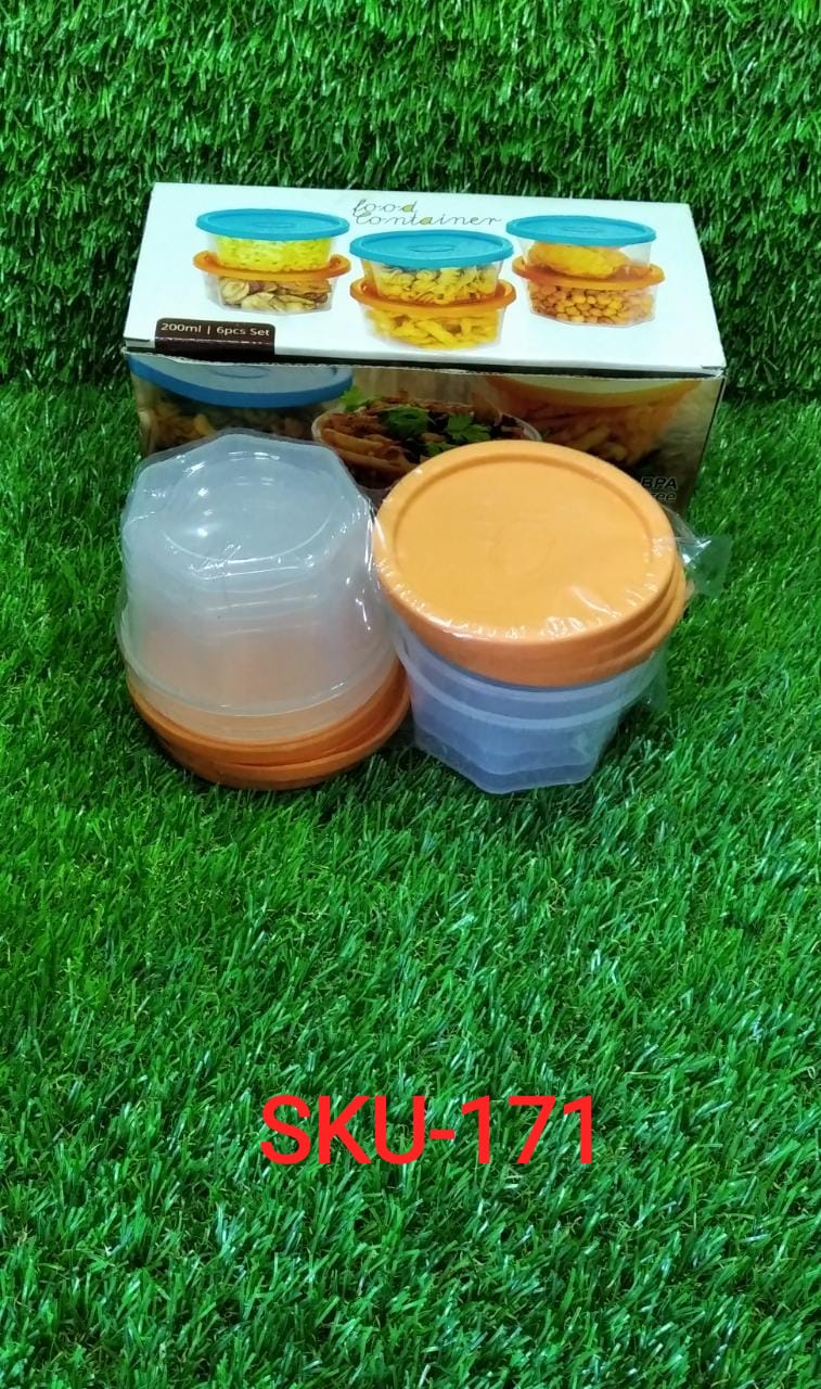 Plastic Container Set, 200ml, Set of 6 