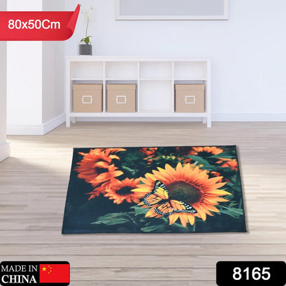 Floor Mat, Bath Mat, Door Mat Floral Pattern, Jacquard, Washable, Non-Slip, Stylish, Floral Pattern, Print Rug Mat, Stylish, Quality, Abrasion Resistant, Soundproofing, Hot Carpet, All Seasons, For Kitchen, Bedroom, Living Room (80x50 Cm)